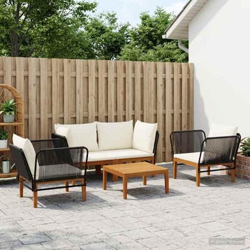 vidaXL 5 st Massief acaciahout & touw Naturel, Verzenden