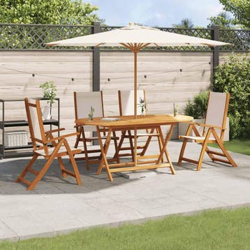 vidaXL 5-delige Tuinset massief acaciahout en textileen, Verzenden, Tuinset