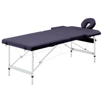 vidaXL Massagetafel inklapbaar 2 zones aluminum paars, Verzenden