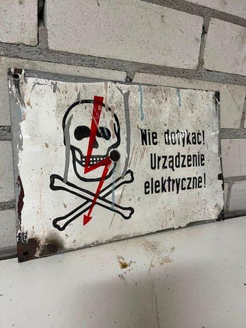 Pools Hoogspanning Waarschuwingsbord – Schedel – Emaille