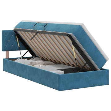vidaXL Opbergbed met hoofdeinde Donkerblauw 90 x 200 cm, Verzenden