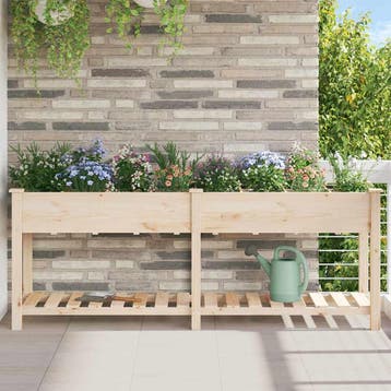 vidaXL Plantenbak Beige 203,5 x 53 x 76,5 cm Massief, Verzenden, Nieuw
