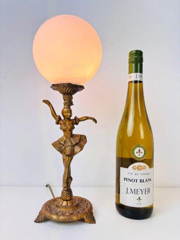 Lampe de table - Lampe de table vintage art déco en laiton, Antiquités & Art