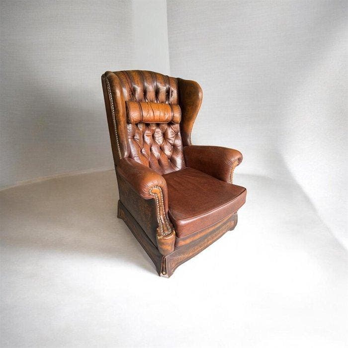Fauteuil - Cuir - Salvale Chesterfields, Antiquités & Art, Curiosités & Brocante