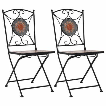 vidaXL Bistrostoelen mozaïek 2 st oranje en grijs, Verzenden
