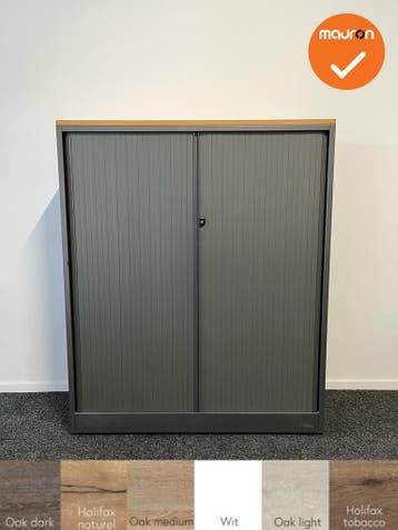 Roldeurkast - Ahrend - 144x120x45cm - Antraciet - Topblad na, Werkplek, Ophalen of Verzenden, Gebruikt, Kast
