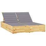 vidaXL Ligbed tweepersoons met grijze kussens geïmpregneerd, Tuin en Terras, Ligbedden, Verzenden, Nieuw