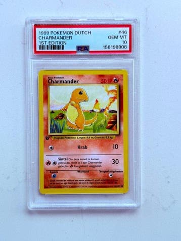 Pokémon - 1 Graded card - Charmander #46 First edition - PSA, Nieuw