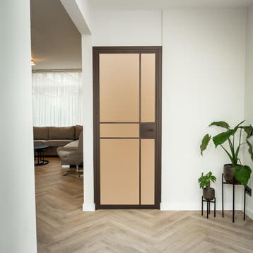 Stalen Binnendeur - 6 Vlaks - Brons - Mat glas - Met slot, Binnendeur