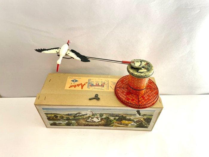 Rühl - Blikken speelgoed - Stork Adebar no. 7 - 1950-1960, Antiek en Kunst, Antiek | Speelgoed