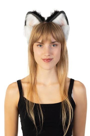 KIMU® Haarband Furry Oortjes Zwart Wit Roze Kat Poes Vos Dia, Ophalen of Verzenden, Nieuw