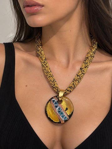 Murano-glas - Halsketting - ketting van 24K goudblad, Antiquités & Art