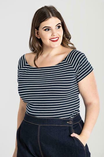Shirt Hell Bunny tricot streepje maat 48/50, Verzenden, Nieuw