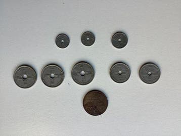 Wereld. Grote verzameling oude munten. 50 stuks. 1862-1989