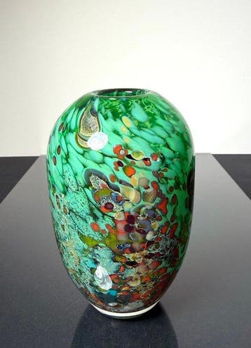 Maxence Parot - Vaas - Unieke vaas, kleuren en goud - Glas