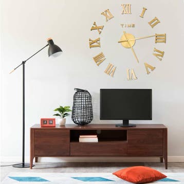vidaXL 3D-wandklok modern XXL 100 cm goudkleurig, Verzenden
