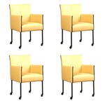 Set van 4 Leren eetkamerstoelen More - Toledo Dessert, Ophalen of Verzenden, Nieuw, Leer, Eén