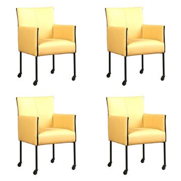 Set van 4 Leren eetkamerstoelen More - Toledo Dessert, Ophalen of Verzenden