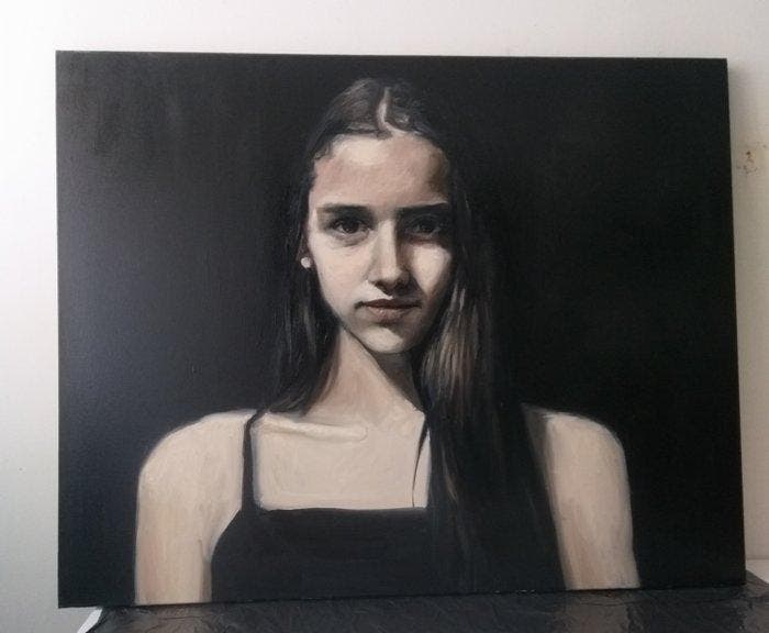 Despoina Kantere - 00.04, oil on panel, 100x80 cm, Antiek en Kunst, Kunst | Designobjecten