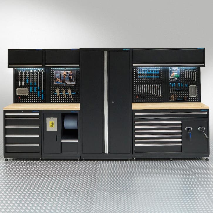 Datona Werkplaatsinrichting PREMIUM met eiken werkblad -, Doe-het-zelf en Bouw, Werkbanken, Ophalen of Verzenden