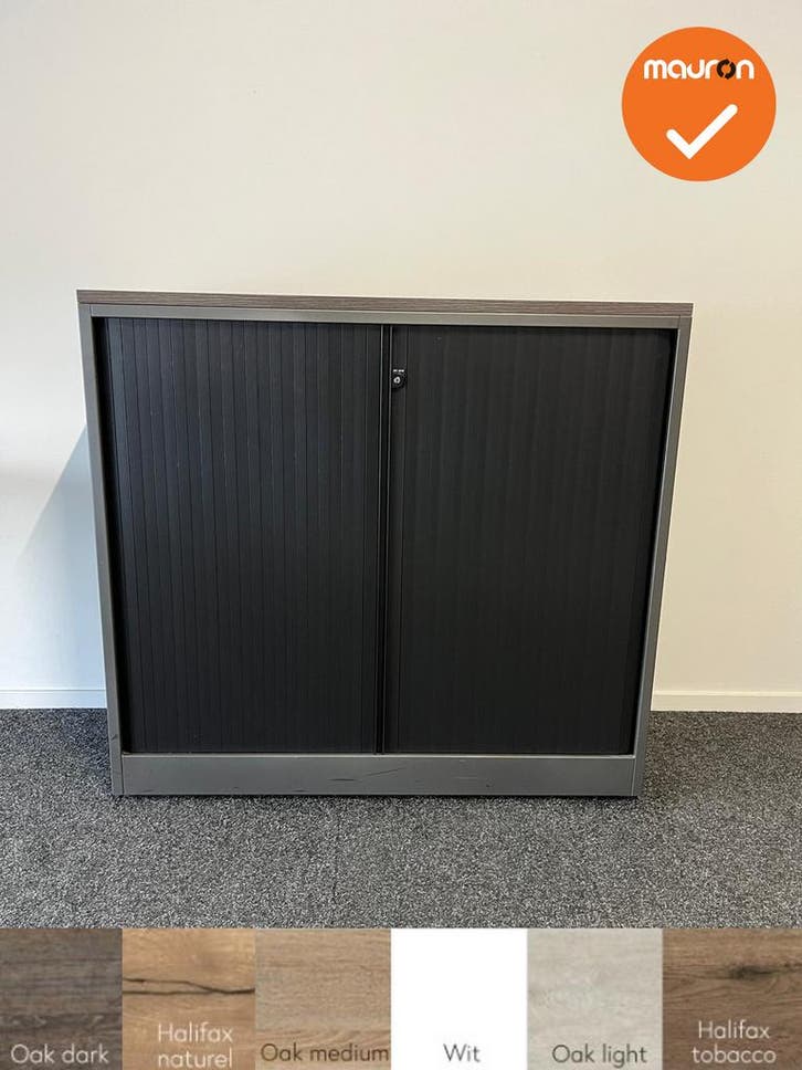 Roldeurkast - Ahrend - 110x120x45cm - Antracietgrijs met zwa, Zakelijke goederen, Kantoor en Winkelinrichting | Kantoormeubilair en Inrichting
