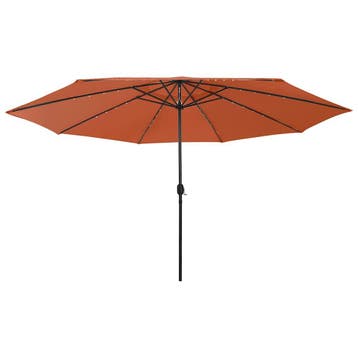 vidaXL Parasol met LED-verlichting 400 cm terracottakleurig, Verzenden, Nieuw