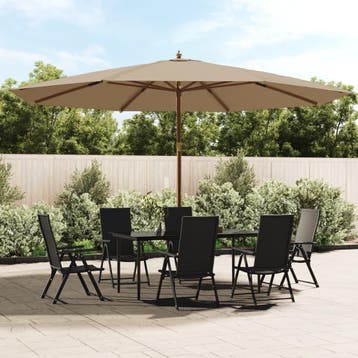 vidaXL Parasol met houten paal 400x273 cm taupe, Verzenden, Nieuw