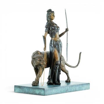 sculptuur, Cleopatra with Panther - 36 cm - Brons
