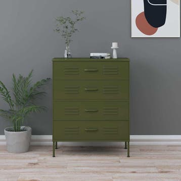 vidaXL Ladekast 80x35x101,5 cm staal olijfgroen, Verzenden