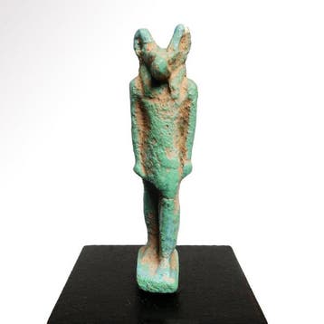 Oud-Egyptisch Faience Amulet van Anubis, de jakhalsgodheid.