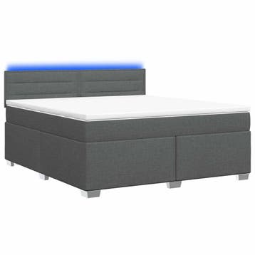 vidaXL Boxspringbed met matras en LED Donkergrijs 160 x 200, Verzenden, Nieuw