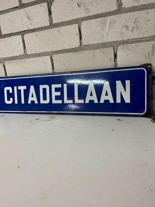 Groot Emaille Straatnaambord “Citadellaan” – Blauw/Wit – Bol, Antiek en Kunst, Antiek | Wandborden en Tegels