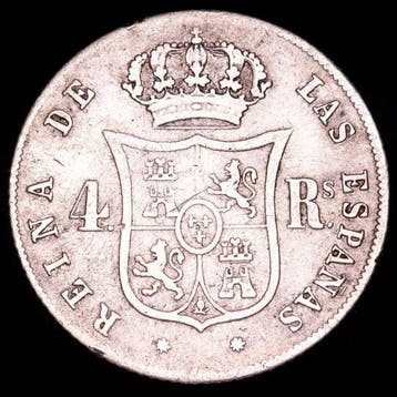 Spanje. Isabel II. 4 Reales Acuñado en la ceca de Barcelona