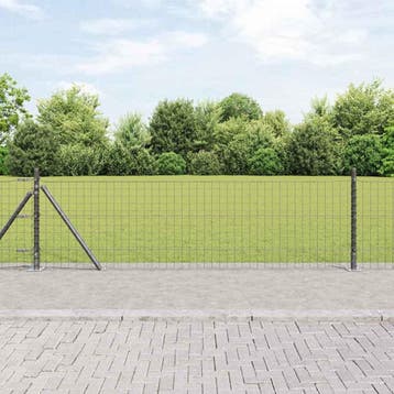 vidaXL Hekpaal met betonnen voet 52 st Grijs Gepoedercoat, Verzenden, Nieuw