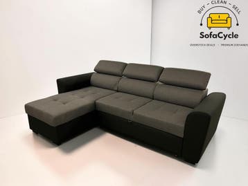 Hoekzetel grijs-zwart met slaapfunctie – overstock, Maison & Meubles, Verzenden