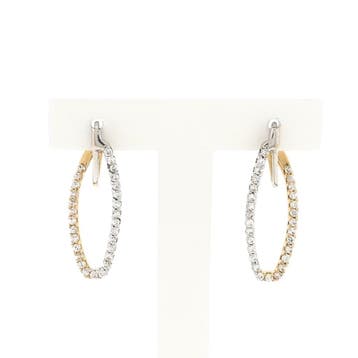 Bicolor gouden oorbellen met zirconia, Handtassen en Accessoires, Oorbellen, Gebruikt, Ophalen of Verzenden, Met edelsteen, Goud