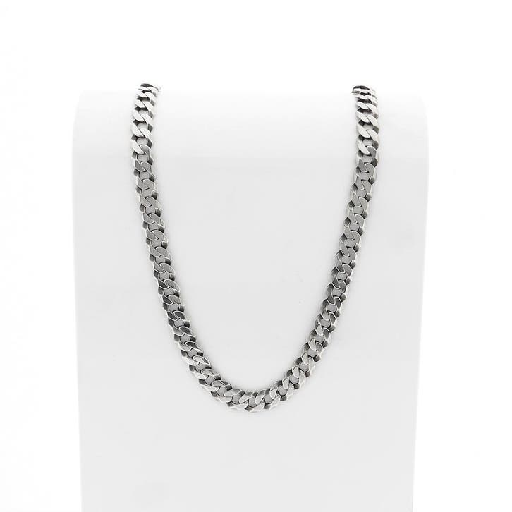 Zilveren robuuste gourmetschakel ketting, Handtassen en Accessoires, Kettingen, Zilver, Gebruikt, Zilver, Ophalen of Verzenden