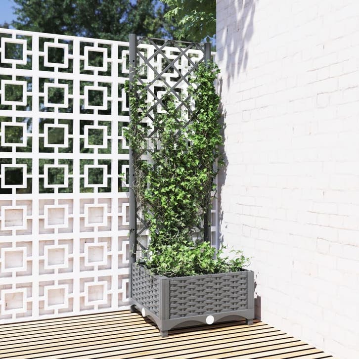 vidaXL Plantenbak met latwerk 40x40x121,5 cm polypropeen, Tuin en Terras, Bloempotten, Nieuw, Verzenden