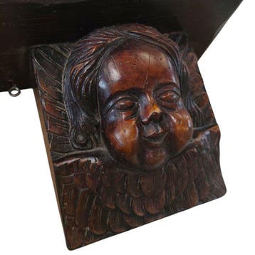 Wall Shelf with Cherub Supports - Plank - Hout, Antiek en Kunst