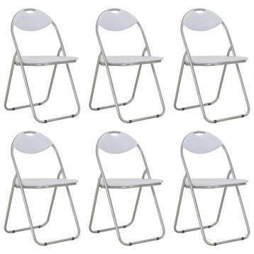vidaXL Klapstoelen 6 stuks wit kunstleer, Huis en Inrichting, Verzenden, Nieuw