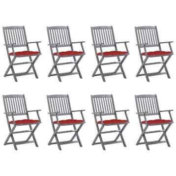 vidaXL Inklapbare stoelen 8 st met kussens massief, Verzenden, Nieuw