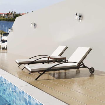vidaXL Ligbedden met tafel poly rattan bruin, Verzenden