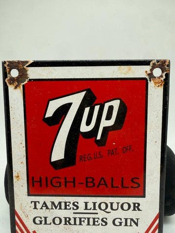 7Up - 7Up High-Balls No Hang-Overs - Emaille bord - Emaille, Antiek en Kunst