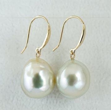 Boucles doreilles - 18 carats Or jaune Perle - Mer du Sud,