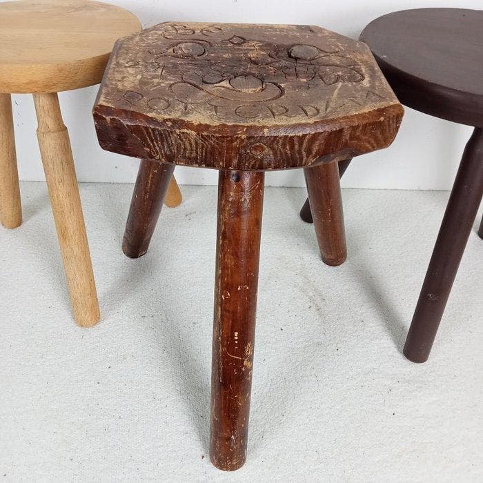 Kruk - Melkkruk - Eik, Beuken - Drie Melkkrukje, Antiquités & Art, Art | Objets design