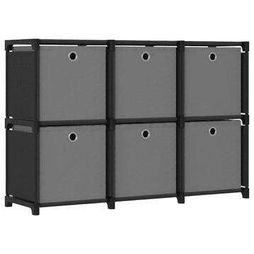 vidaXL Kast met 6 vakken met boxen 103x30x72,5 cm stof zwart, Verzenden