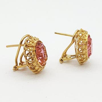 Oorbellen - 18 karaat Geel goud - 6.00ct. tw. Synthetische, Nieuw