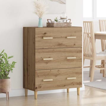 vidaXL Dressoir Artisan Eiken 69,5 x 34 x 90 cm Bewerkt hout, Maison & Meubles, Armoires | Dressoirs, Verzenden