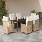 vidaXL 7-delige Tuinset met kussens poly rattan beige, Verzenden, Nieuw, Tuinset