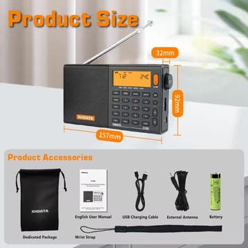 D-808 Noodradio op Batterij - USB Herlaadbaar 2000mAh - FM, Verzenden